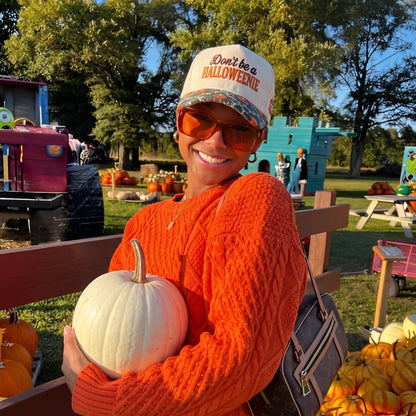 Don't Be A Halloweenie Pumpkin Tapestry Brim Hat