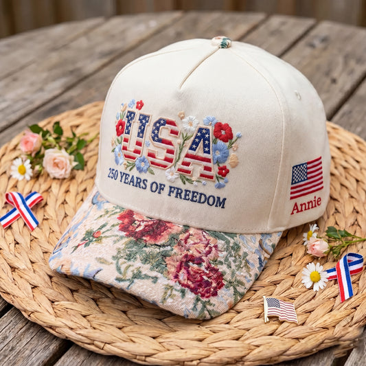 Custom Name USA Spring FLoral Hat