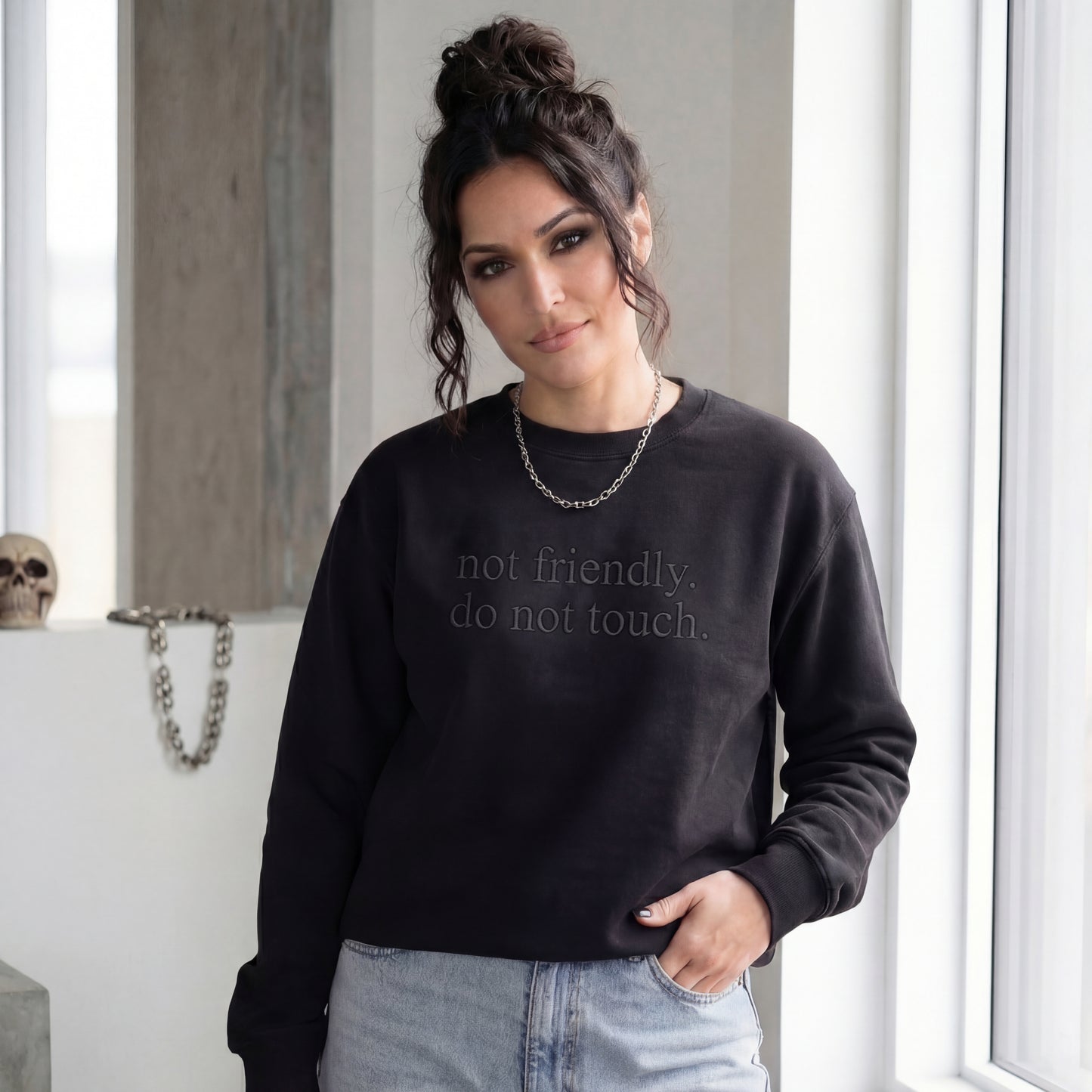 Not Friendly, Do Not Touch Embroidered Shirt