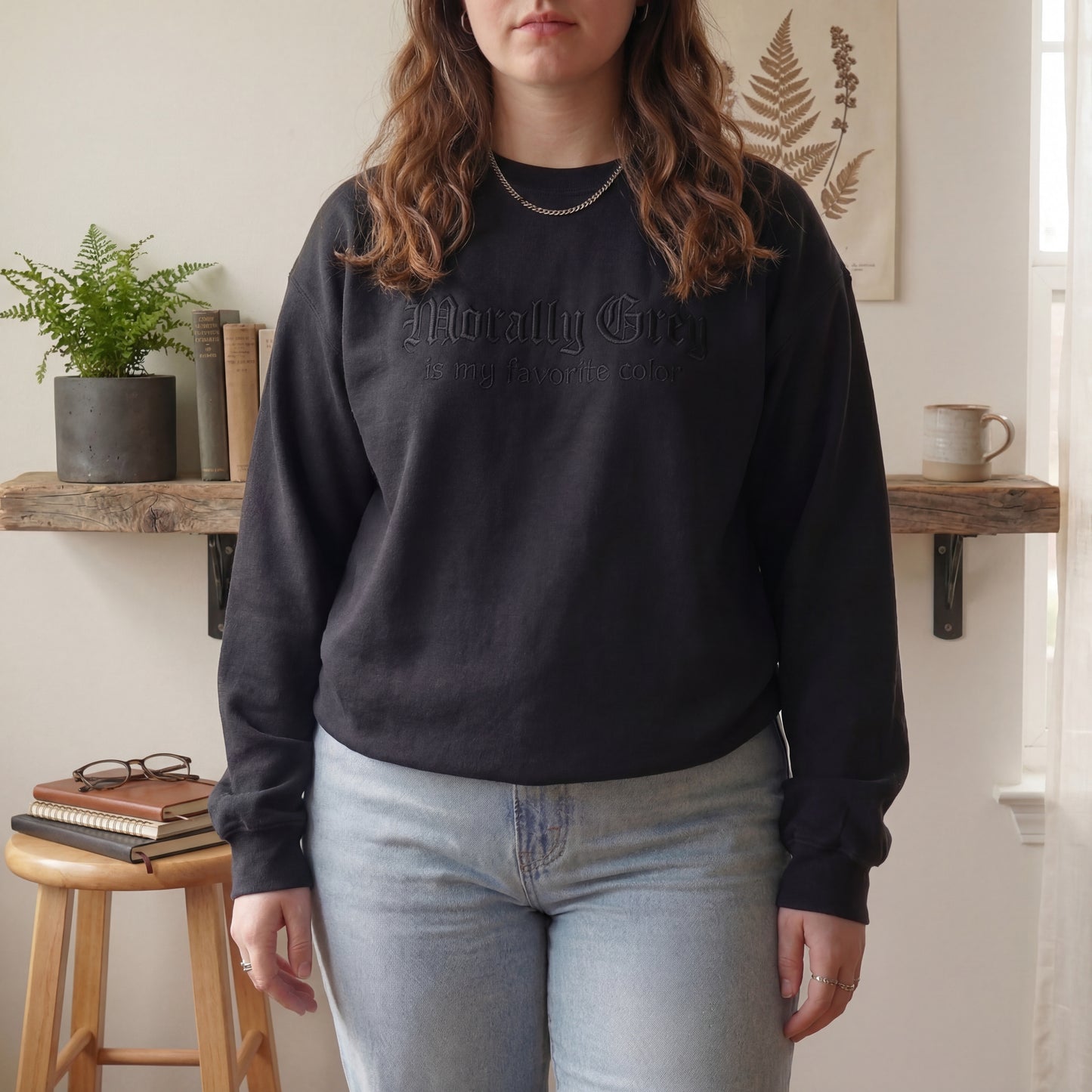 Morally Grey Is My Favorite Color Embroidered Shirt