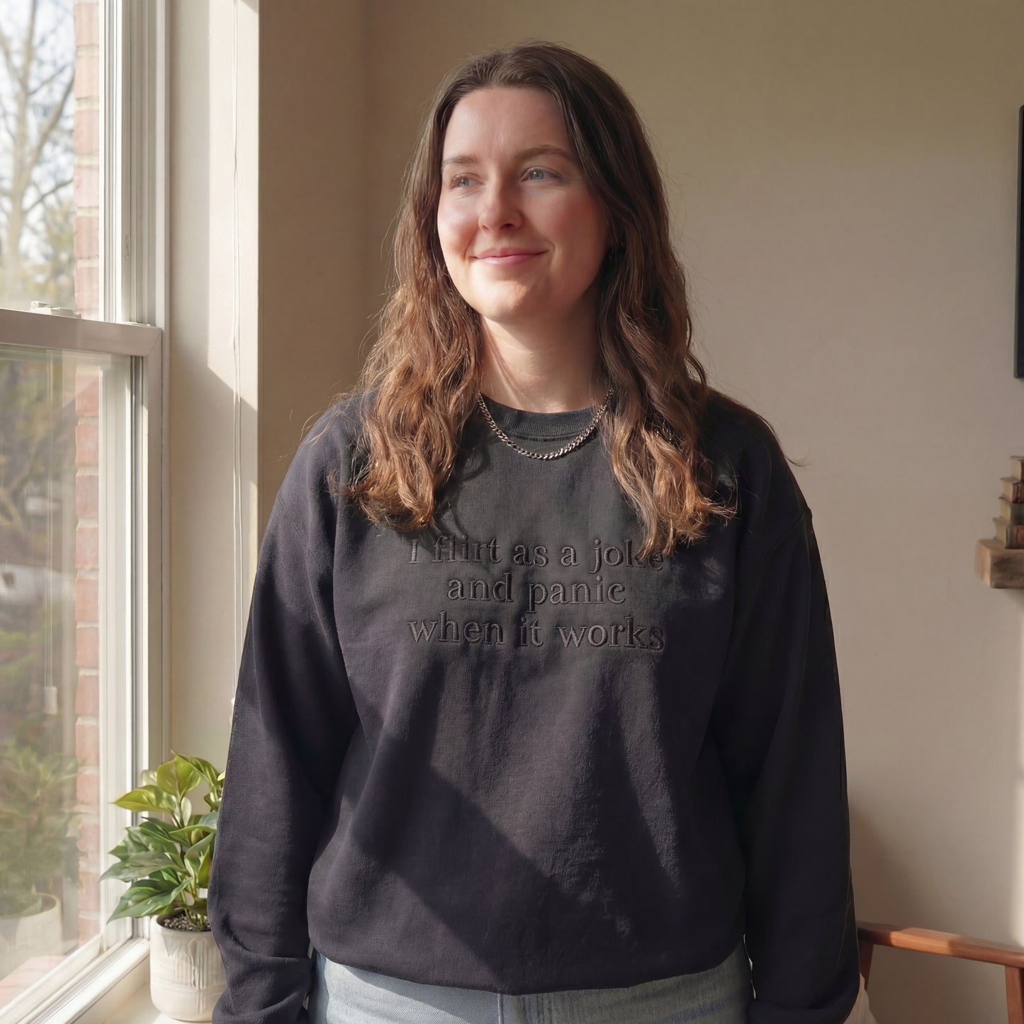 I Flirt As A Joke And Panic When It Works Embroidered Shirt