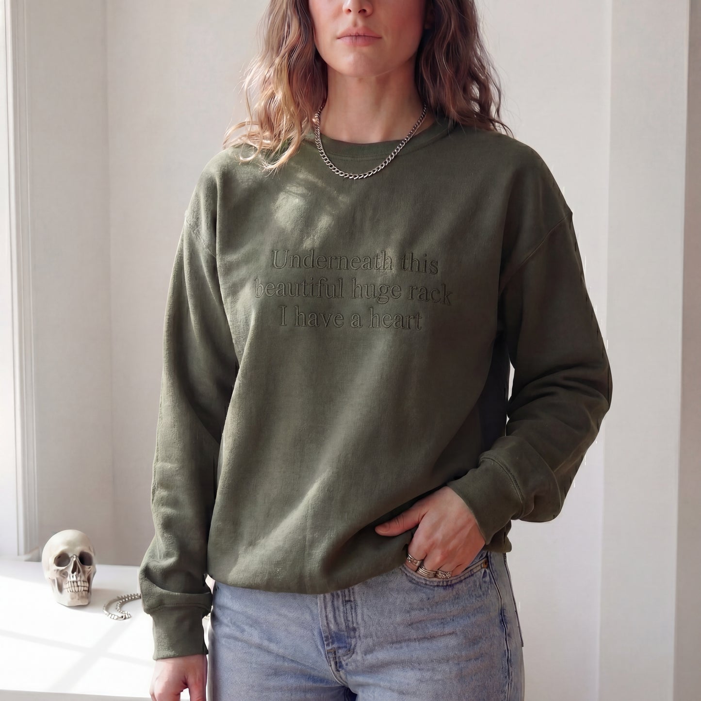 Underneath This Beautiful Huge Rack Embroidered Shirt