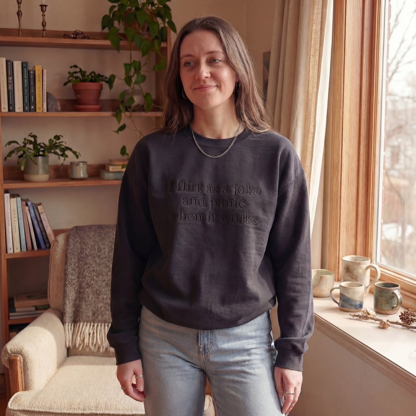I Flirt As A Joke And Panic When It Works Embroidered Shirt