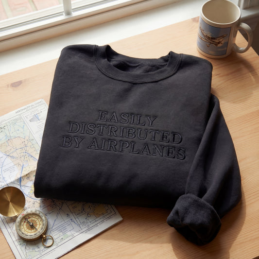 Easily Distrcted By Airplanes Embroidered Shirt