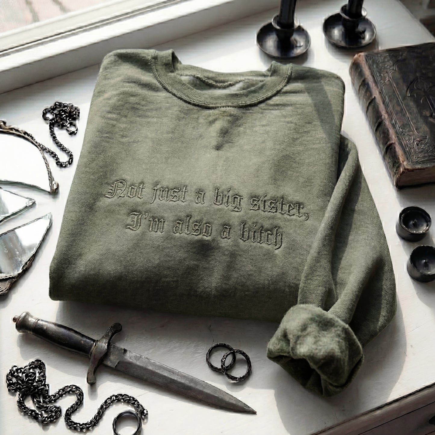 Not Just A Big Sister, I'm Also A Bitch Embroidered Shirt