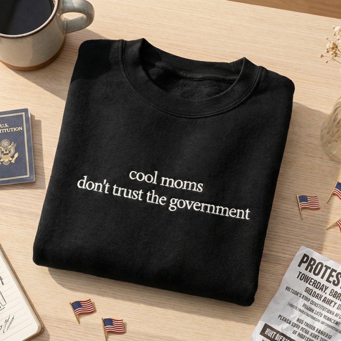 Cool Mom Don't Trust Goverment Embroidered Shirt