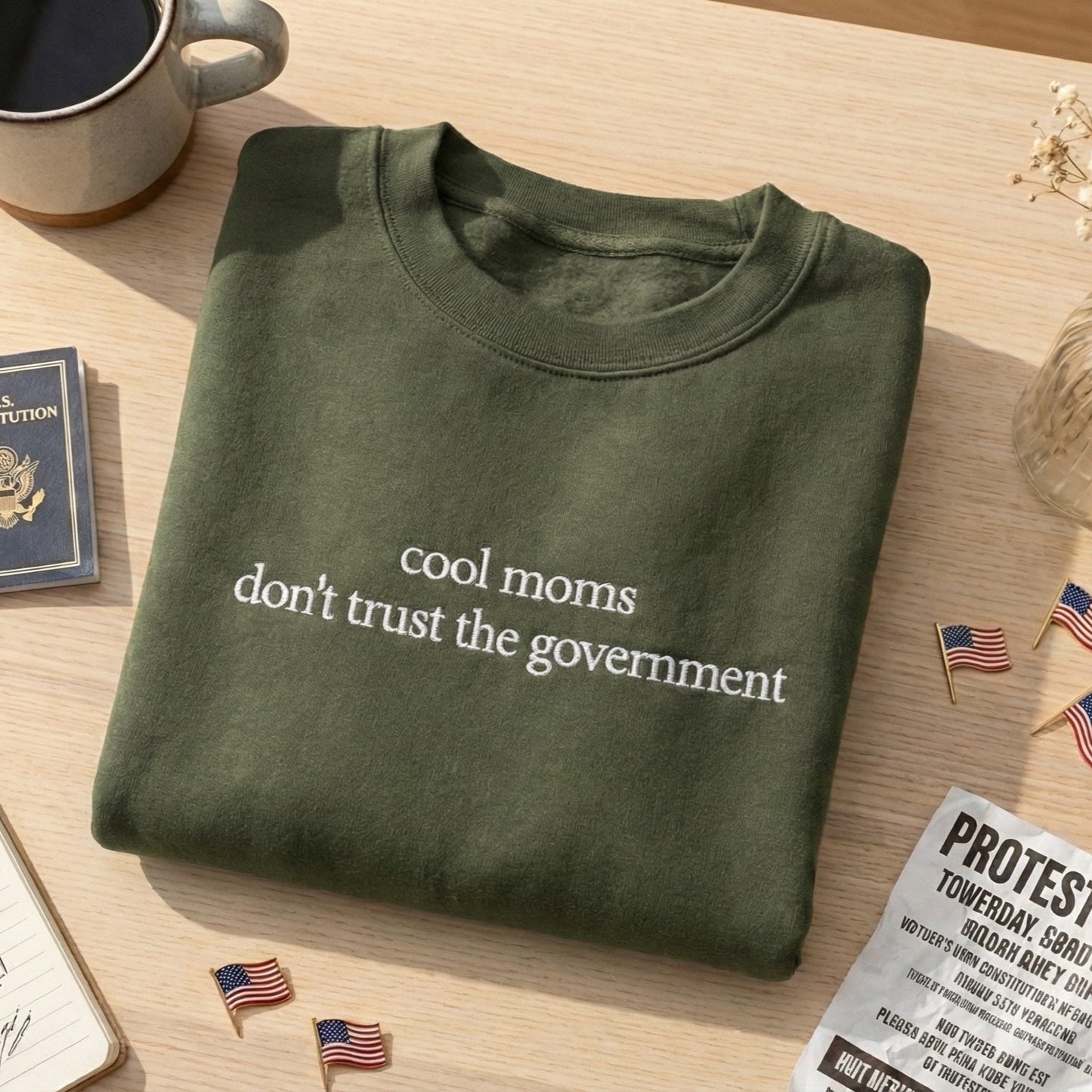 Cool Mom Don't Trust Goverment Embroidered Shirt