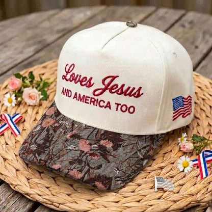 Love Jesus And America Too FLoral Hat