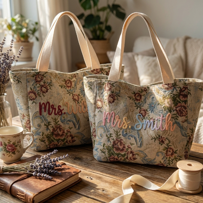Embroidered Tapestry Floral Tote Bag