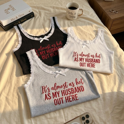 As My Husband Out Here Lace Tank Top