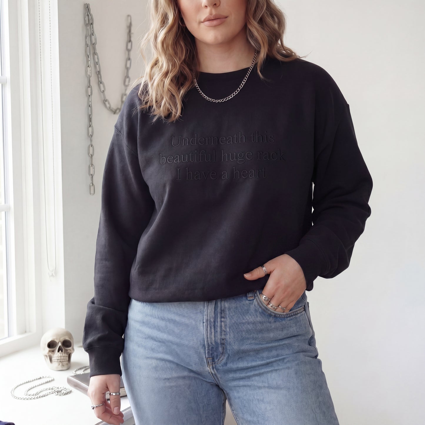 Underneath This Beautiful Huge Rack Embroidered Shirt