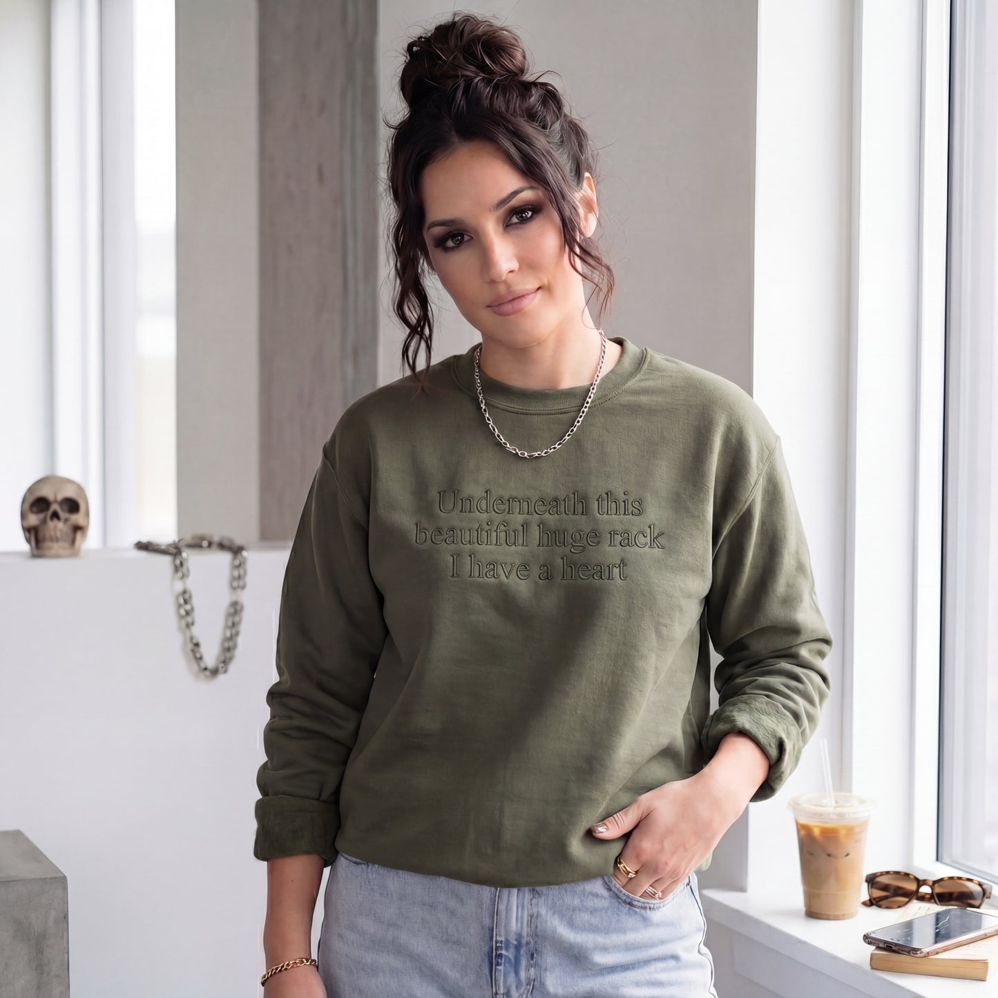 Underneath This Beautiful Huge Rack Embroidered Shirt