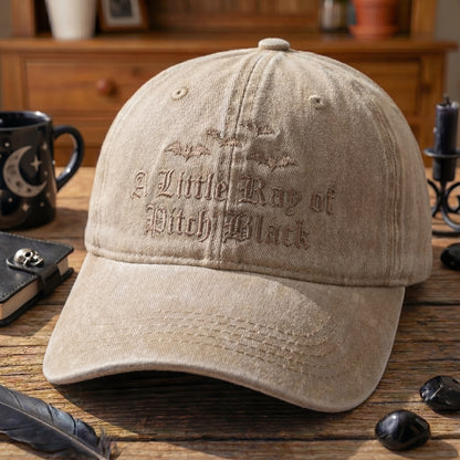 A Little Ray Of Pitch Black Gothic Washed Cap