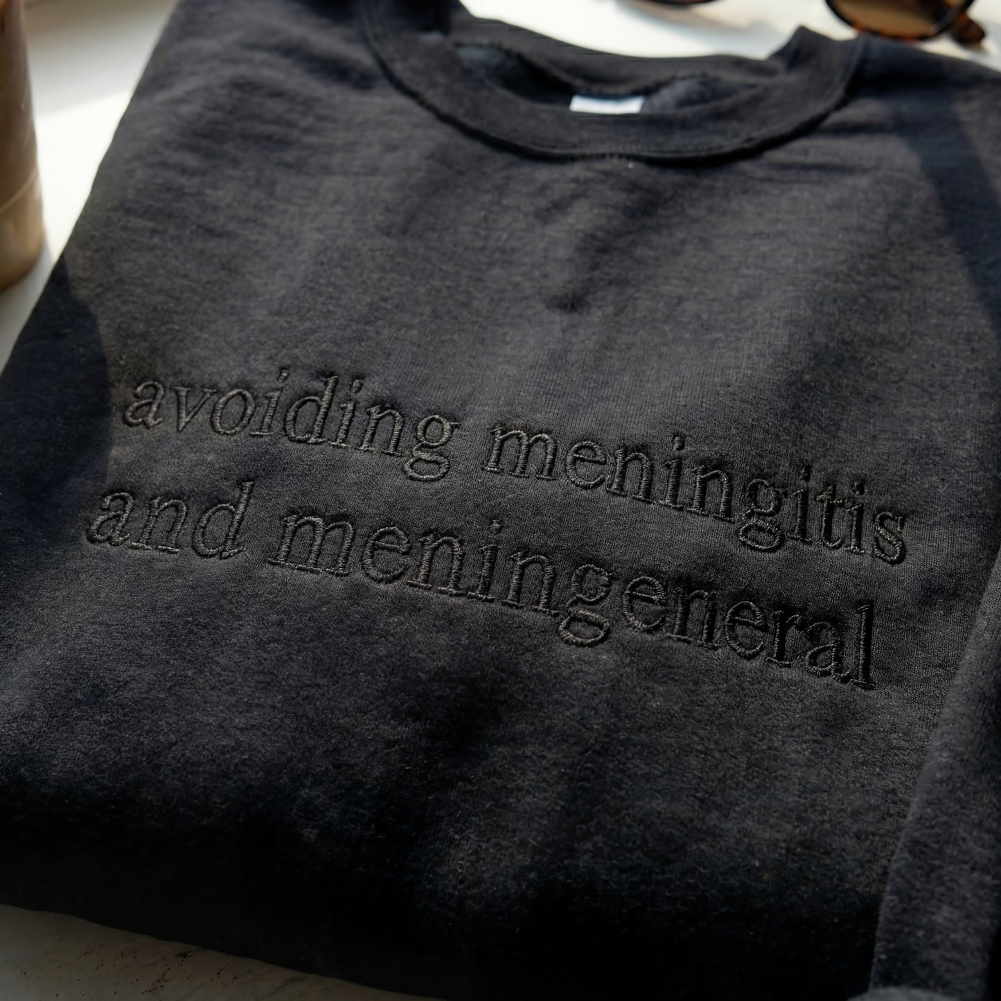 Avoiding Meningitis And Meningenera Embroidered Shirt