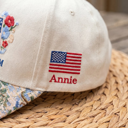 Custom Name USA Spring FLoral Hat